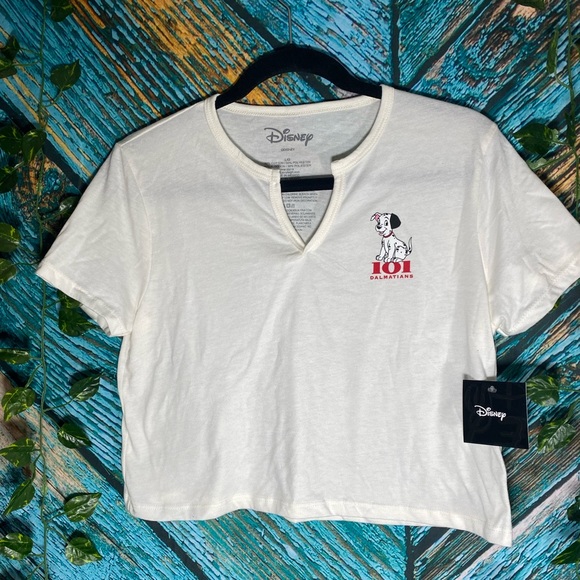 Disney 101 Dalmatians Puppy V Neck White Crop Top NWT - Picture 4 of 12